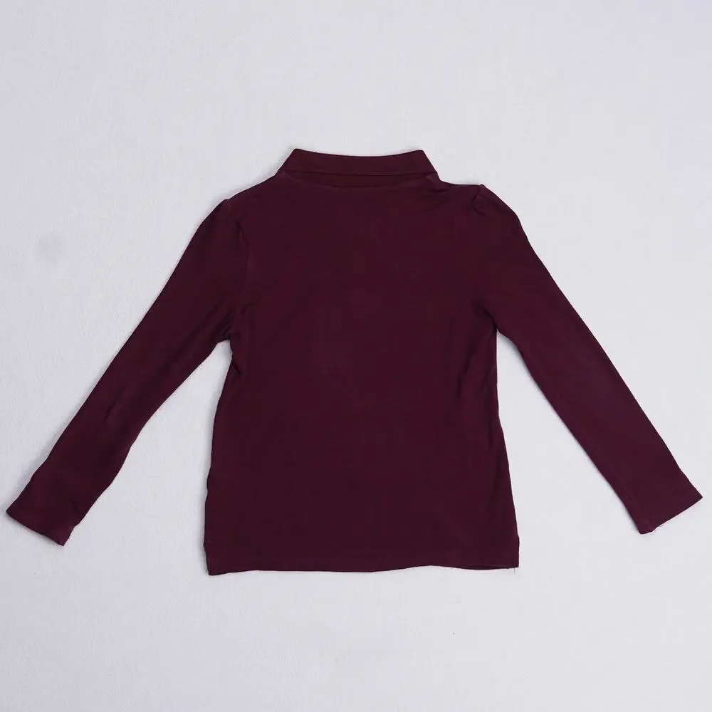 Childrens Place Girls Polo Shirt Size M 7/8 Burgundy Long Sleeve School Uniform